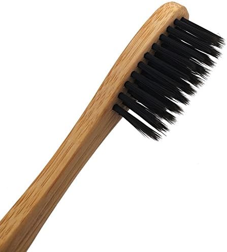 Toothbrush Bamboo Charcoal Brush - Natural Bamboo Toothbrush With Charcoal Fibre Bristles for Teeth Whitening Activated Charcoal Powder -Charcoal Toothbrush