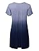 LL WT1085 Womens Dip Dye V Neck Short Sleeve Pleats Tunic Top L NAVY
