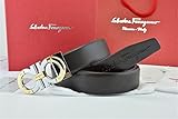 Silver Buckle Belts Black Leather Ferragamo Belt