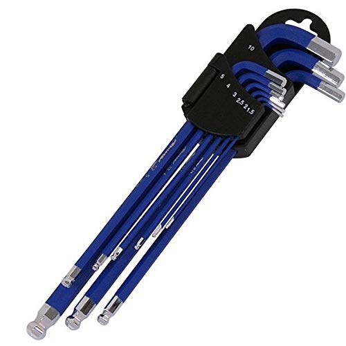 Neilsen CT1861 9pc Magnetic Ball End Hex Key Set Extra Long 1.5–10mm Magnetic Hex Keys