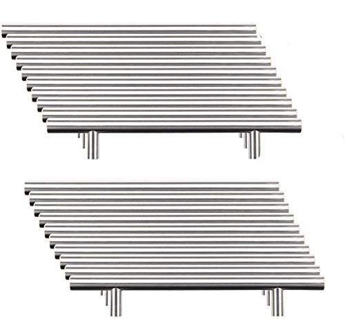 20 x Brushed Steel Kitchen Cabinet Handle T-Bar Bar Kitchen Door Handles Stainless Steel, Diameter 12mm(Hole Centres:192mm)