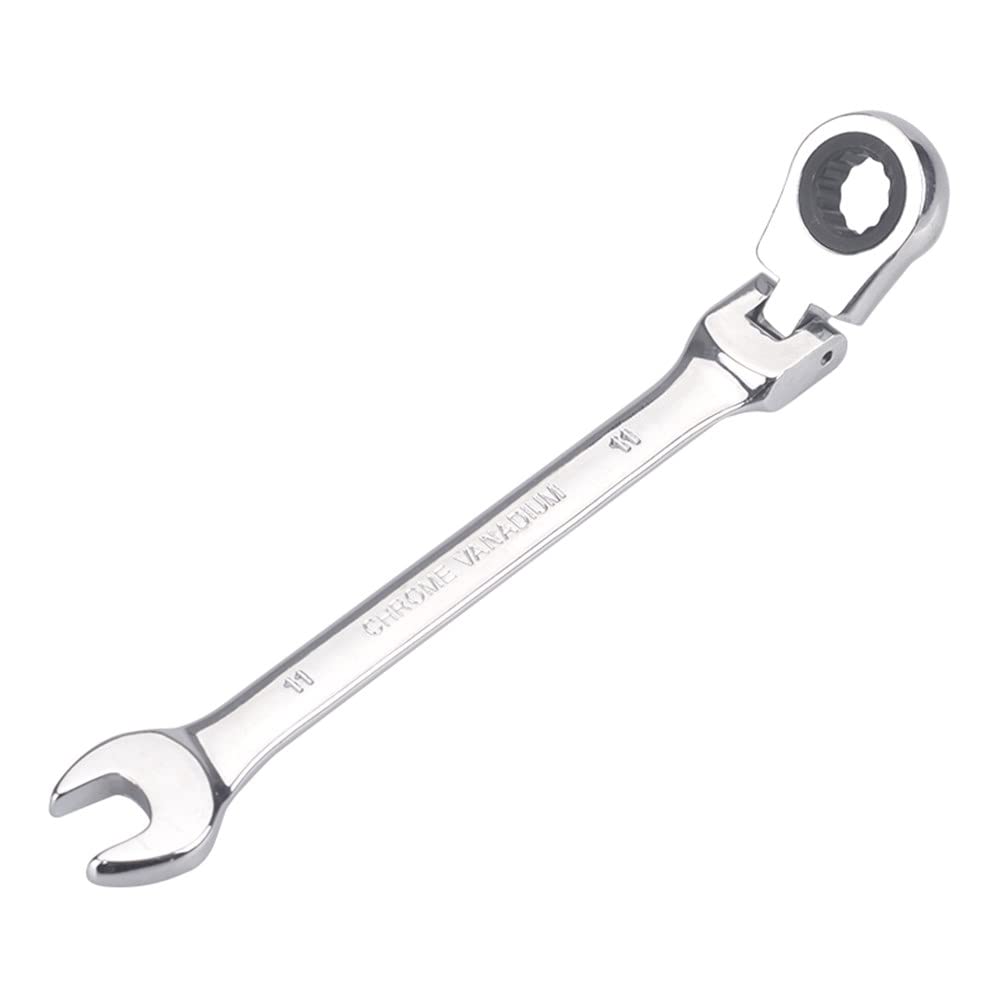 通用 FLZOSPER 11mm Metric Flex-Head Gear Wrench,Box End Head 72-Tooth Ratcheting Combination Wrench Spanner