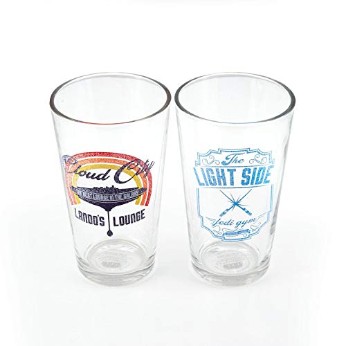 Star Wars Pint Glass Set | Retro-Themed Lando's Lounge & The Light Side Jedi Gym Pint Glasses | Set of 2 16-Ounce Glasses