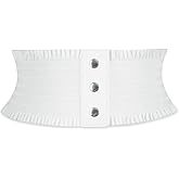 LumiSyne Women Lace-Up Corset Belt Wide Elastic Waist Belt Snap Buckle Stretchy Waistband Cinch Belt For Dress Jumpsuit Coat