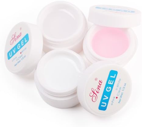 Homgomco 3pcs pro Nail Art Tips Extension Acrylic UV Gel 3D Builder Glue Pink White Clear