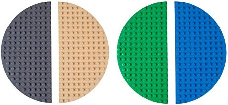 Classic Big Briks Baseplates by Strictly Bricks | Premium 12.5" Half Circle Brick Building Base Plates | 100% Compatible with All Major Large Brick Brands | 4 Round Stackable Baseplates| Nature Themed