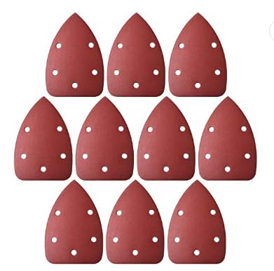 MACHSWON Triangular Sanding Paper,Triangle Oscillating Multi Tool,Hook and Loop Sanding Pads,320 Grits 5 Holes, 10pcs