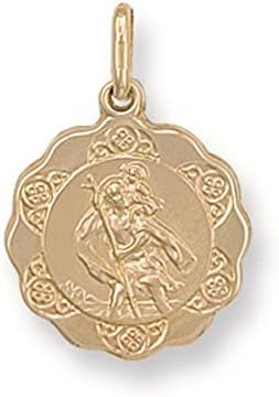 Genuine 9ct Yellow Gold Light Weight St Christopher Pendant 25mm Brand New