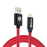 USB Type C to USB 3.0 Cable, BitTrendx 6.6Ft/2M Metal Shell Nylon Braided USB 3.1 USB C to USB 3.0 Type A Male Data Sync & Charging Cord for Google Pixel Nexus 5X 6P LG G5 OnePlus 2 3 Huawei P9 (Red)