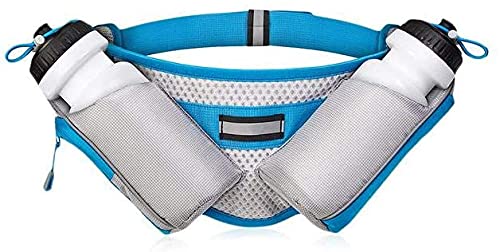 HDmirrorR Running Belt with 2 X 500ML Water Bottles Waterproof Hydration Belt Pack Bag Fits iPhones Adjustable Sports Waist Pouch for Running Hiking Cycling