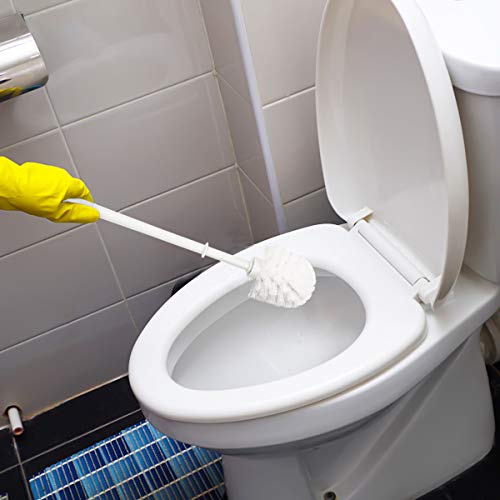 Qulable Toilet Brush, Durable Long Handle Eco Plastic Toilet Brush Cleaner White (2 Pack)