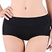 HOEREV Womens Comfort Middle Waist Bamboo Fiber Brief Panty, Pack of 3,Black ,XL/Tag Size XXXL