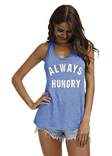 IRISGOD Womens Workout Racerback Tank Tops Summer Funny Graphic Twisted Back Gym T Shirts Light Blue - Thumbnail 2
