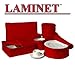 LAMINET 6 Piece Quilted Dinnerware Storage Starter Set - Includes 4 Plate Cases, 1 Cup Case & Platter Case - RED