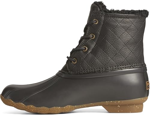 Sperry Womens Saltwater Winter Lux Boots, Black Quilt, 5.5