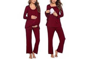Ekouaer Maternity Nursing Pajama Set Long Sleeve Postpartum Pregnancy Pajamas Breastfeeding PJS Outfits