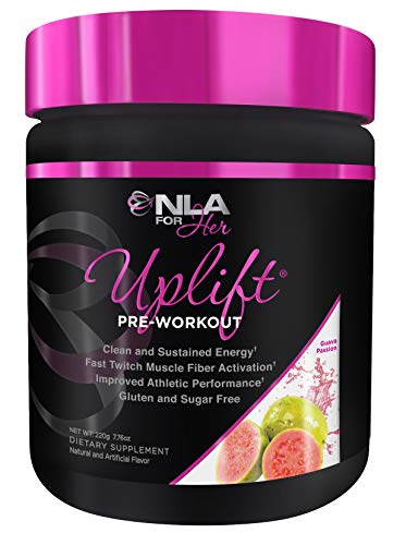 NLA for Her - Uplift - Pre-Workout Energy - Provides Clean/Sustained Energy, Supports Athletic Performance, Helps Fast Twitch Muscle Fiber Activation - Guava Passion - 212 Grams