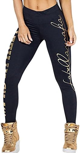 URIBAKE ❤ Women's Fitness Leggings Mid Waist High Elastics Letter Print Sports Gym Yoga Workout Pants