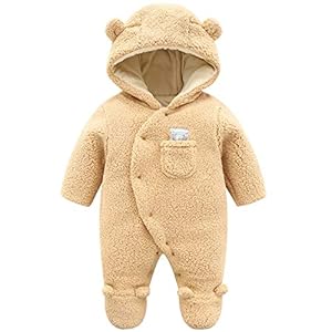 Vine Pasgeboren Baby Hooded Fleece Footed Romper Snowsuit Baby Jumpsuit Outfits