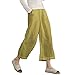ECUPPER Womens Casual Loose Elastic Waist Cotton Trouser Cropped Wide Leg Pants Mustard Yellow 2XL