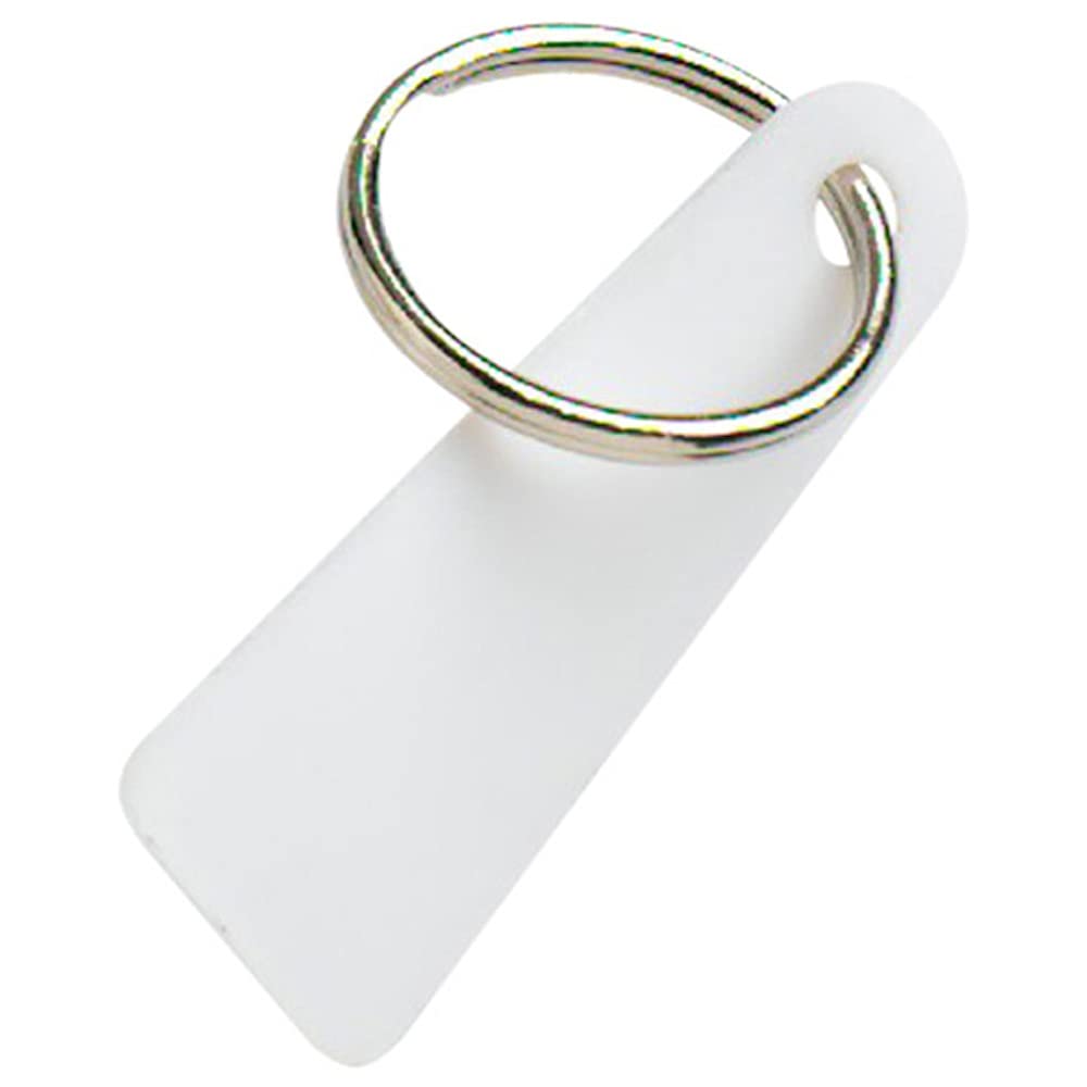 Merriway BH01838 (10 Pcs) White Key Ring Tags with 25mm (1 inch) Sprung Metal Split Ring - Pack of 10 Pieces