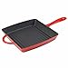 Zelancio Cookware Enameled Cast Iron Grill Pan - Square 10 Inch Pan is Perfect for Steak, Grilled Cheese, Panini's and more (Cayenne Red)