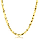 Vcmart 18K Gold Plated 4mm Stainless Steel Rope Chain Men Women, 22
