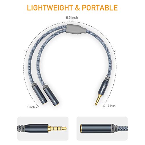 3.5mm Combo Audio Adapter, Headset Splitter Separate Headphones and Mic