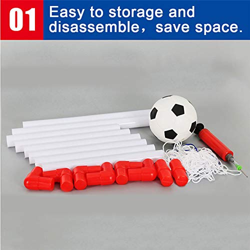 Pannow Mini Folding Football Soccer Ball Goal Post Net Set, Plastic Indoor Outdoor Soccer Multi-Sport Net with Hand Pump for Kids Sport Home Game Soccer Toy
