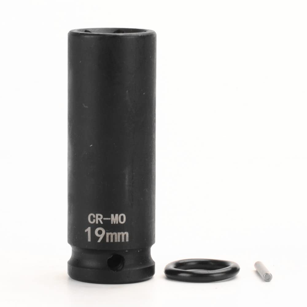 FLZOSPER 1/2 Inch Drive x 19 mm Deep 6-Point Impact Socket，CR-MO