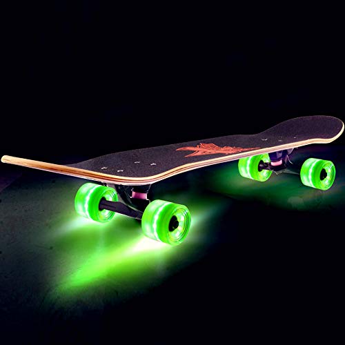 LOSENKA 6045 Fish Skateboard Wheels Flash PU Crusier Skateboard Wheels (4 Pack with Bearing) (Flash Green)