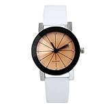 Lookatool 1PC Women Quartz Dial Clock Leather Wrist Watch Round Case (White)