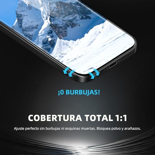 Película protectora de pantalla de vidrio 9h + de 3 piezas para iPhone, vidrio templado súper duro [resistente a la rotura de grado militar] con herramientas de instalación fáciles actualizadas (17pro max)
