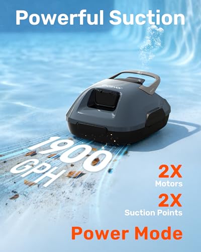 Gosvor Robotic Pool Cleaner Cordless–Automatic Pool Vacuum for Above Ground Pools,90 Min Runtime,Self-Parking Cordless Pool Robot with Powerful Suction,Portable Pool Cleaner for Pools up to 860 sq.ft