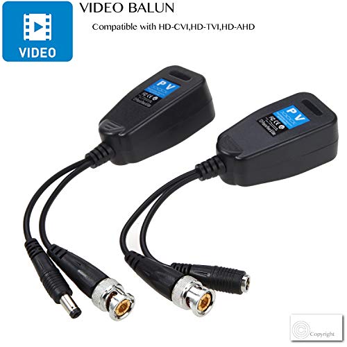 Feefine 1 Pair Passive Video Balun BNC to RJ45 Adapter with Power (Upgraded Solution) Full-HD 1080P-5MP Surveillance Security Camera Video Transceiver Cat5e/Cat6 Ethernet Cable to BNC Connector - Thumbnail 5