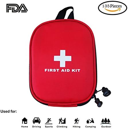 Bowin First Aid Kit - 123 piece - for Car,Travel, Sports, Camping, home,Hiking or Office | Complete Emergency Bag fully stocked with medical supplies