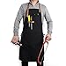 Pinji Canvas Aprons for Men and Women Adjustable Bib Aprons Unisex for Chef Kitchen Cooking Work with 3 Pockets