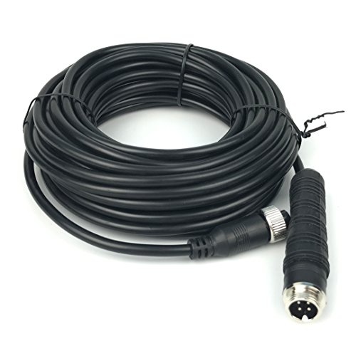15Meters(50FT) Car 4-Pin Aviation Video Extension Cable for CCTV Rearview Camera Truck Trailer Camper Bus Motorhome Vehicle Backup Monitor Waterproof Shockproof System 15Meters Black - Thumbnail 3
