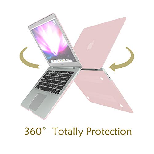 MacBook Air Case,Laptop Case,Plastic Hard Shell Case Smooth Matted for MacBook Air 13-inch Model A1932 Retina Display(2018 Release) with Keyboard Cover,Screen Protector,Cleaning Brush (Clear Pink)