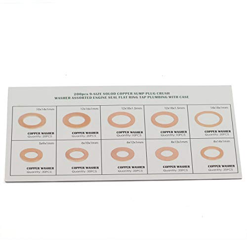 image for ZYAMY 200pcs M5-M14 Professional Solid Copper Washers Assorted Kit Fla
