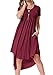 levaca Womens Plus Size Summer Modest Short Sleeve Casual Midi Dress Wine XXL
