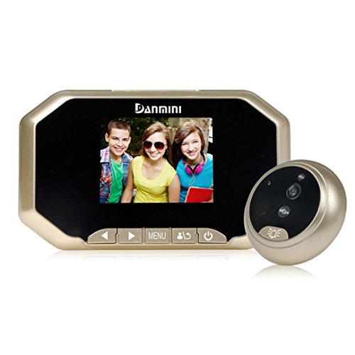 3 inches LCD HD Camera Cam, Aurorax 160 Degrees Wifi Wireless Fisheye Night Vision [Door Peephole Camera] for Home Security Camera Detection Indoor Outdoor Camera (Gold)