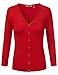 JJ Perfection Women's 3/4 Sleeve V-Neck Button Down Knit Cardigan Sweater