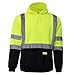 New York Hi-Viz Workwear H8312 Men's ANSI Class 3 High Visibility Class 3 Sweatshirt, Hooded Pullover, Knit Lining, Black Bottom (Lime, XX-Large)