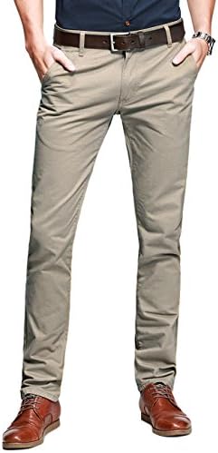 Match Mens Slim-Tapered Flat-Front Casual Pants(30W x 31L,Light apricot)