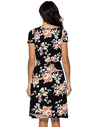 ETCYY - Vestido de verano para mujer, diseño floral, informal, con bolsillos y tirantes ajustables