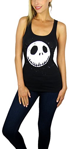 Disney Womens Nightmare Before Christmas Skellington Skull Tank Top