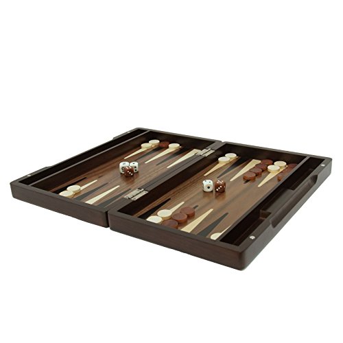 Backgammon Set - 12 in. Walnut Stain Wood Case - 2 Player Strategy Game - Ages 12+