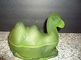 Westmoreland Frosted Green Glass Humphrey the Camel Covered Candy Dish