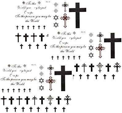 Amazon Co Jp Srrabbit フェイク タトゥー シール モノクロ 白 黒 小 シンプル ボディー シール クロス 十字架 Tatoo Halloween ハロウィン 水だけで 簡単に 貼れる ３枚セット ビューティー